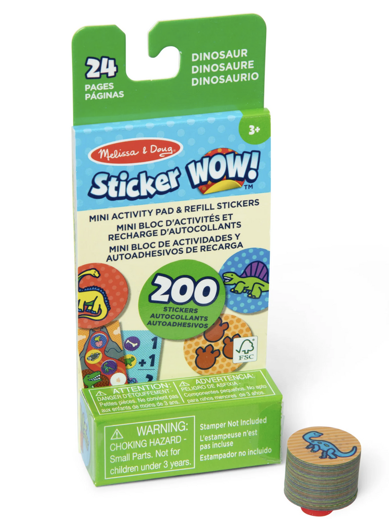 חוברת פעילות קטנה + מילוי sticker wow דינוזאורים מבית מליסה ודאג