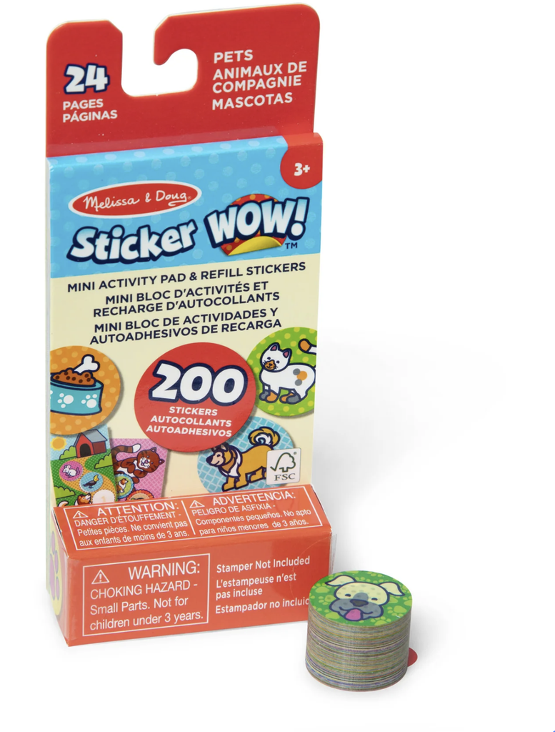 חוברת פעילות קטנה + מילוי sticker wow חיות הבית מבית מליסה ודאג