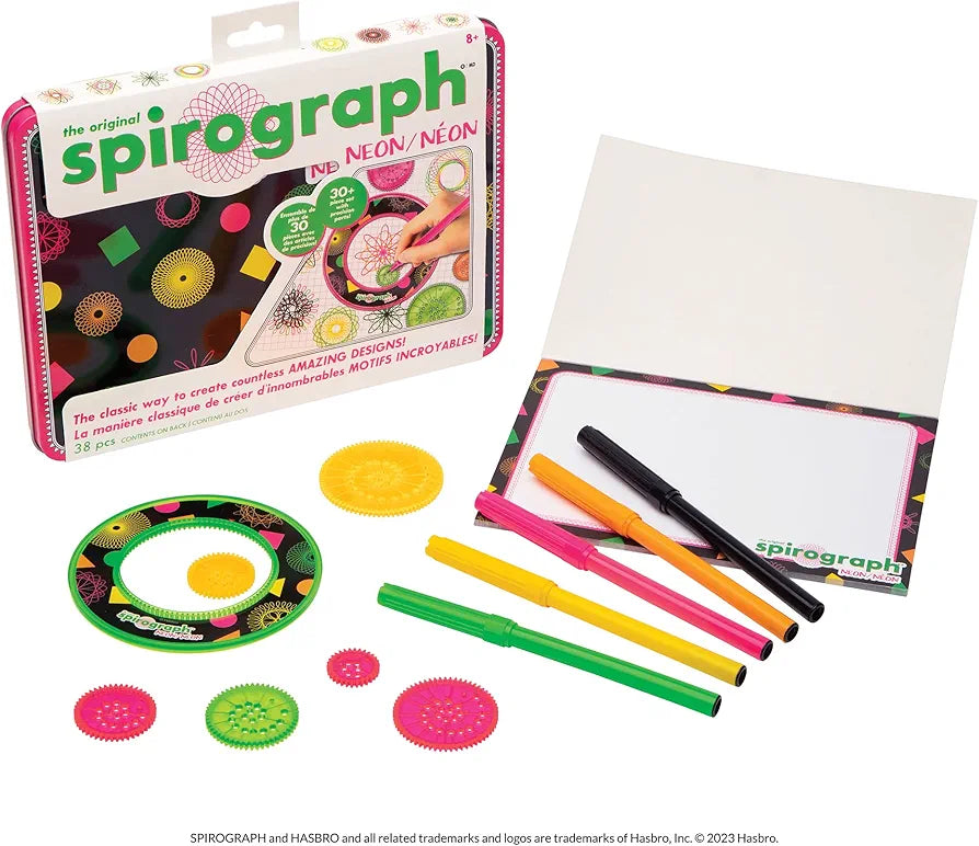 Spirograph סט ניאון בקופסאת פח מבית ספירוגרף