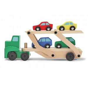 מוביל מכוניות מעץ עם 4 מכוניות מבית מליסה ודאג